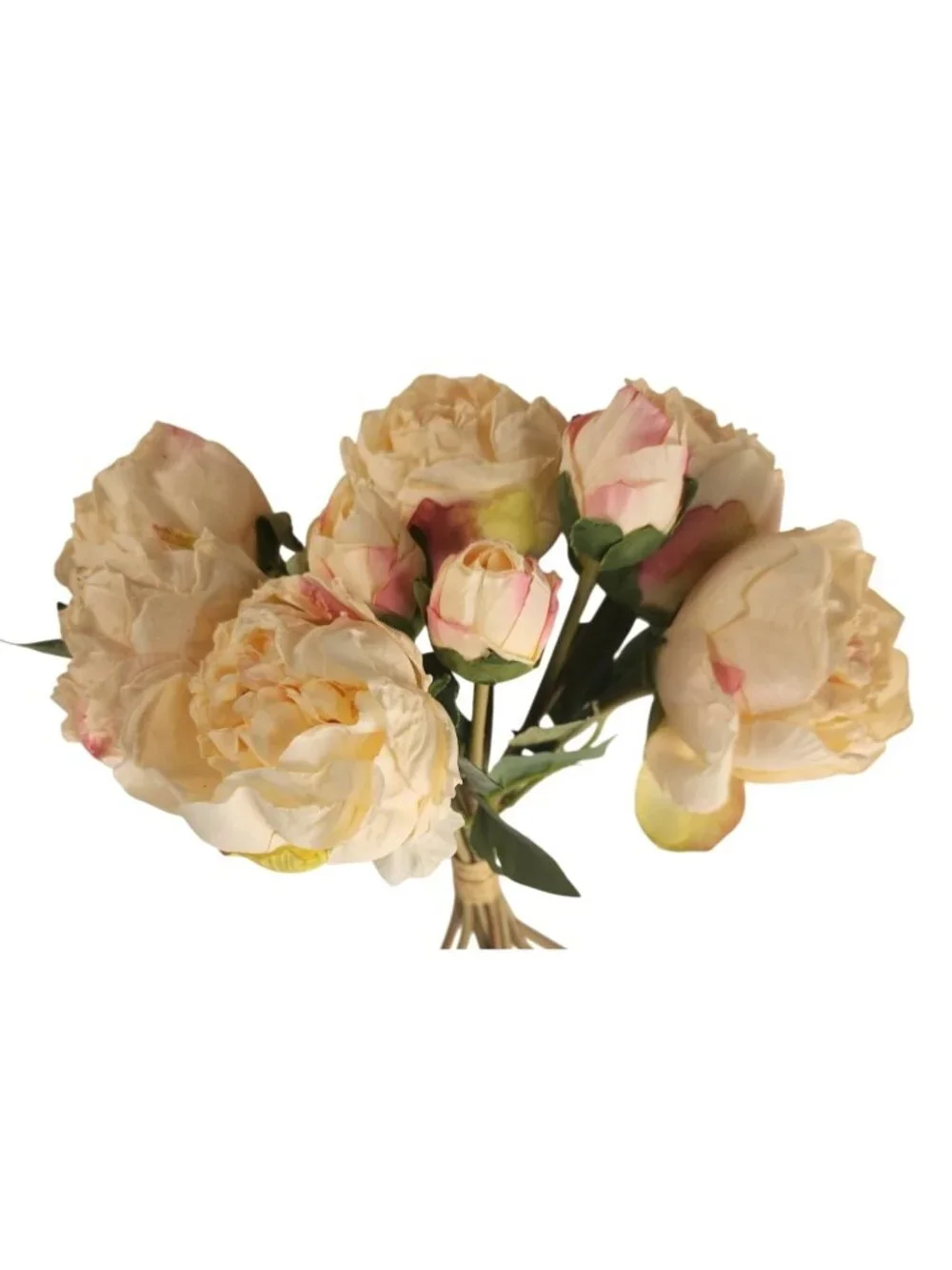 Faux Peony Bouquet Cream Pink Artificial Flowers Cottagecore Decor French Cottag